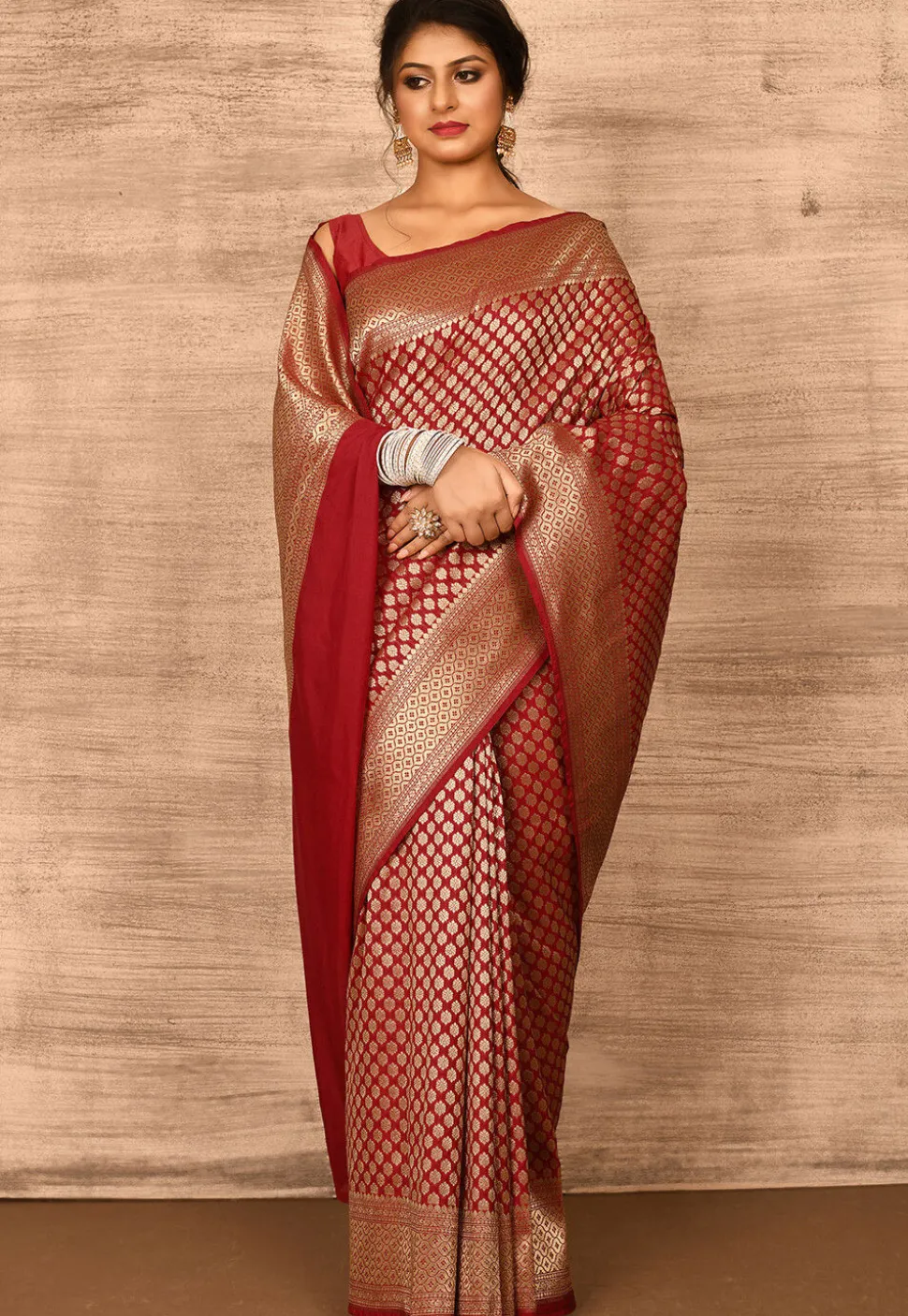 Banarasi Katan Silk Saree in Red