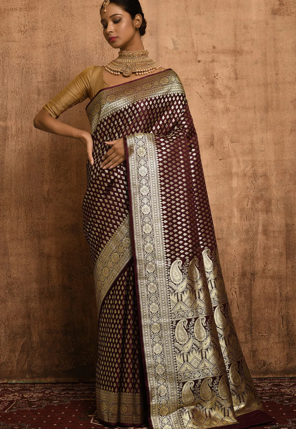 Banarasi Katan Silk Saree in Wine