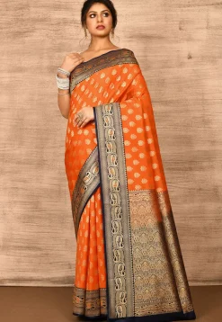 Banarasi Katan Silk Saree in Orange