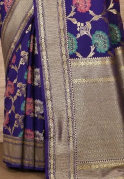 Banarasi Katan Silk Saree in Navy Blue