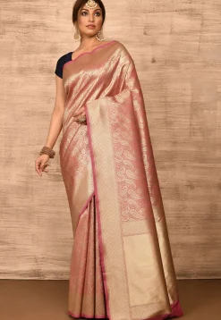 Banarasi Katan Silk Saree in Peach