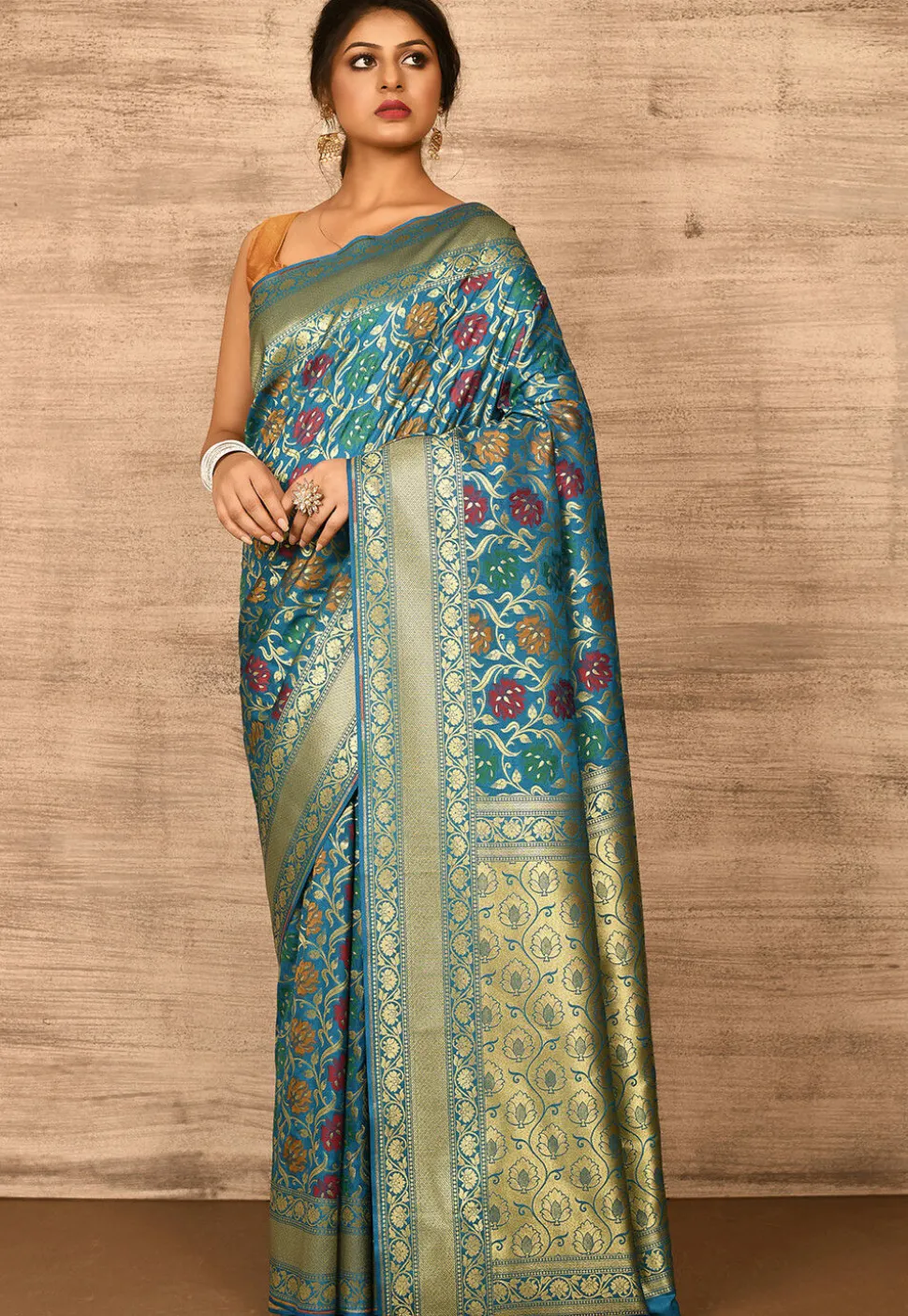 Banarasi Katan Silk Saree in Blue