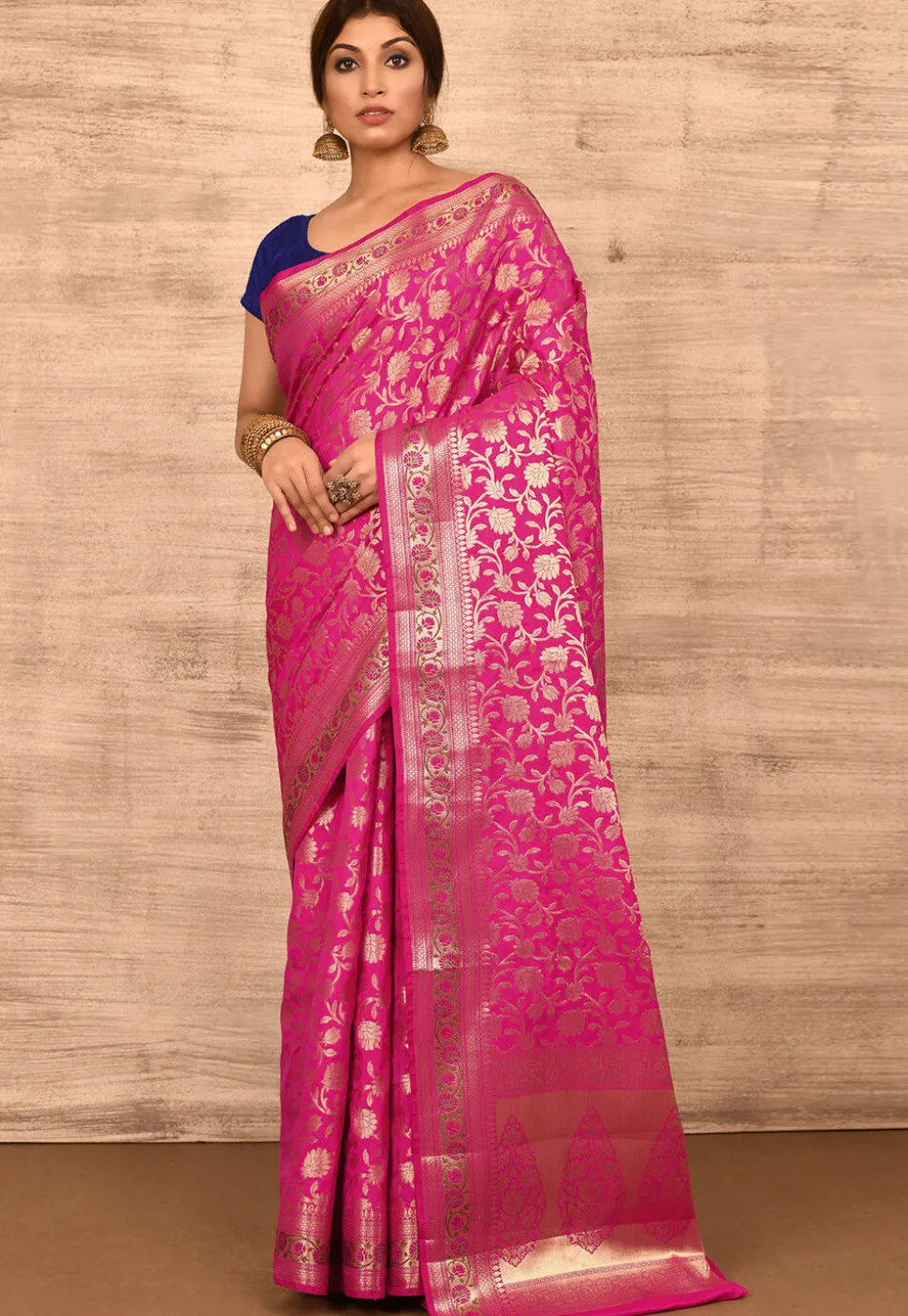 Banarasi Katan Silk Saree in Fuchsia