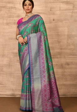 Banarasi Katan Silk Saree in Green