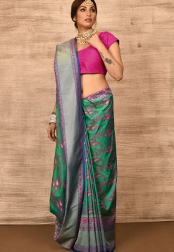 Banarasi Katan Silk Saree in Green