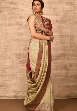Banarasi Katan Silk Saree in Beige