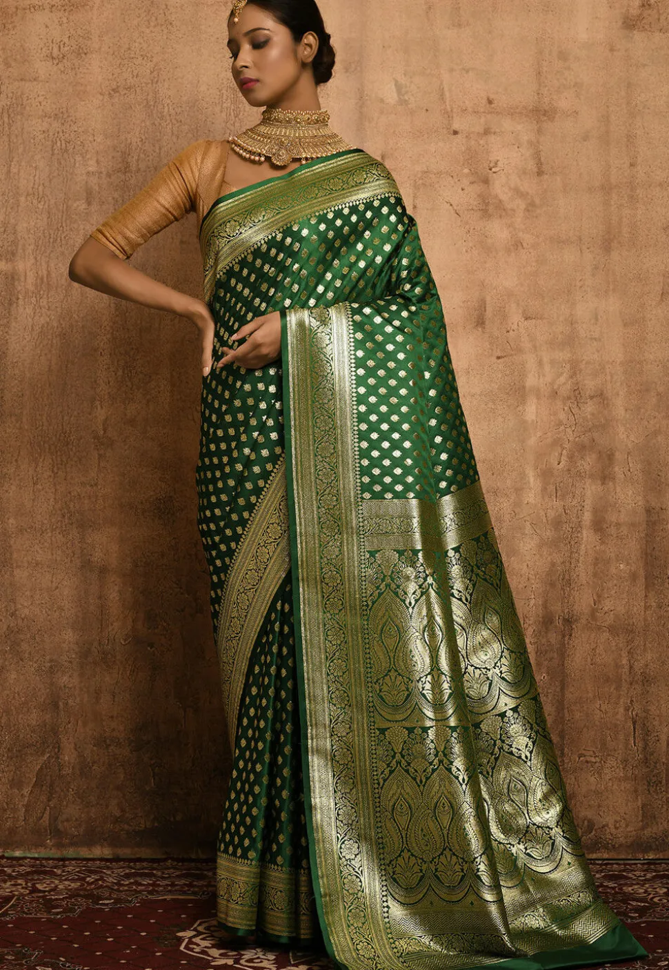 Banarasi Katan Silk Saree in Green