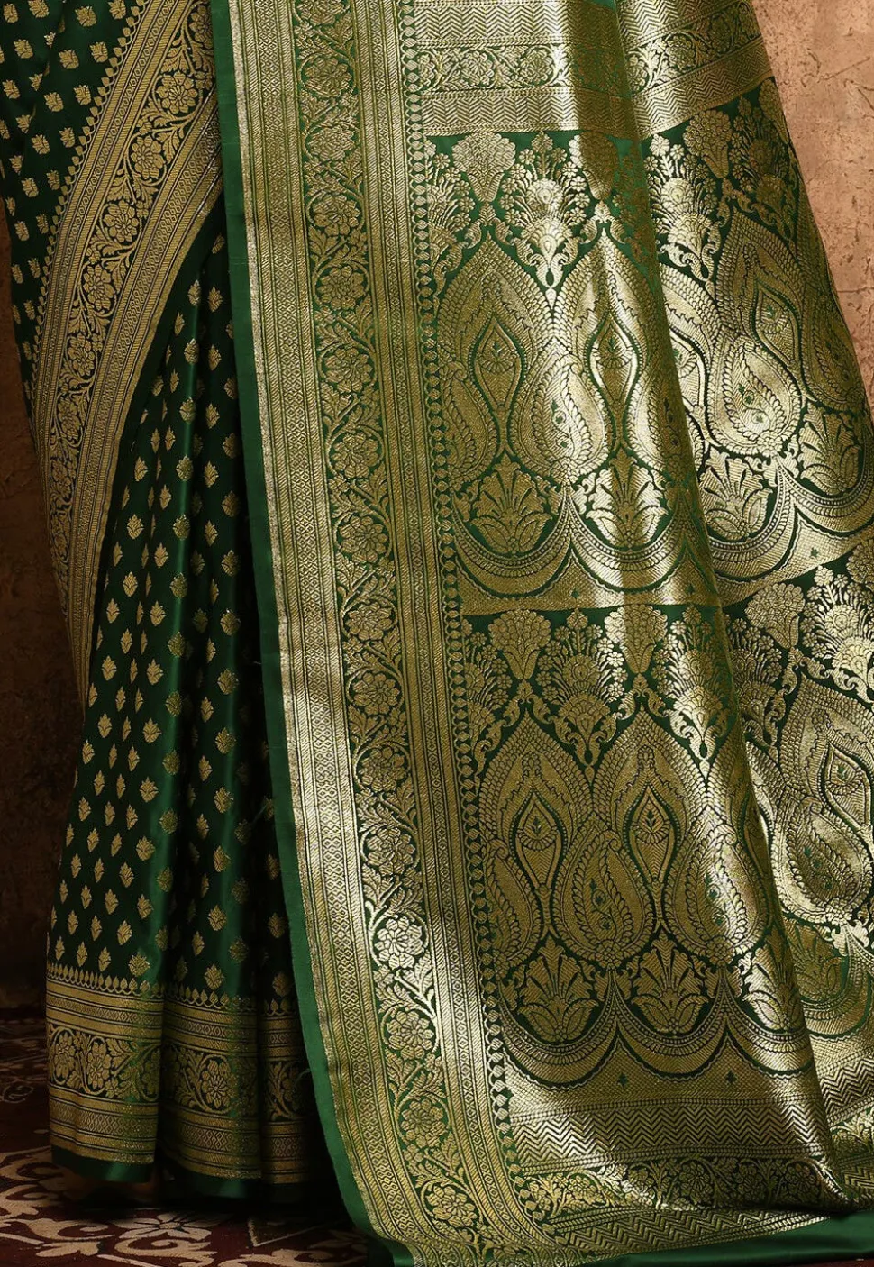 Banarasi Katan Silk Saree in Green