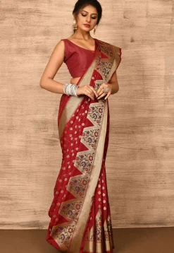 Banarasi Katan Silk Saree in Red