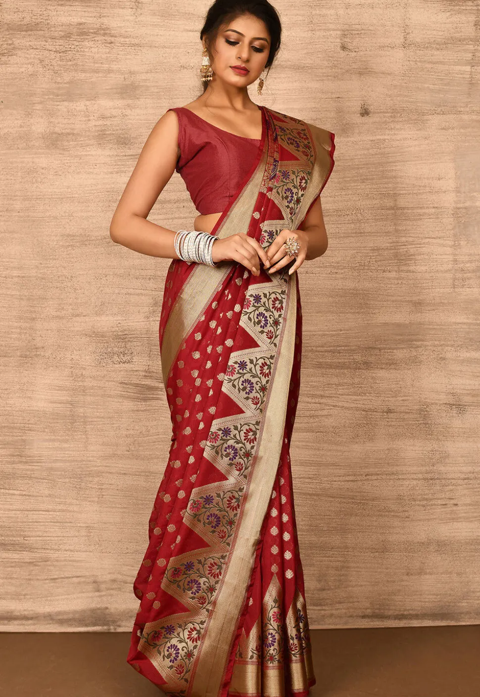 Banarasi Katan Silk Saree in Red