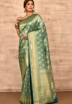 Banarasi Katan Silk Saree in Teal Green