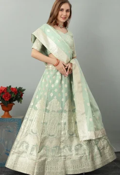 Banarasi Lehenga in Sea Green