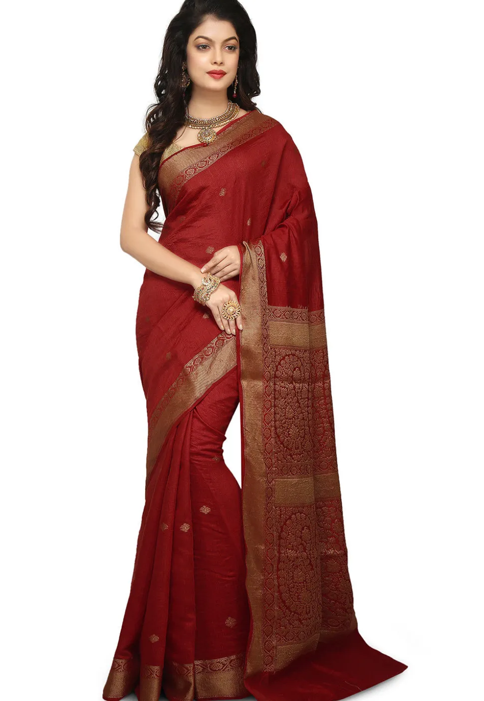 Banarasi Muga Silk Saree in Maroon