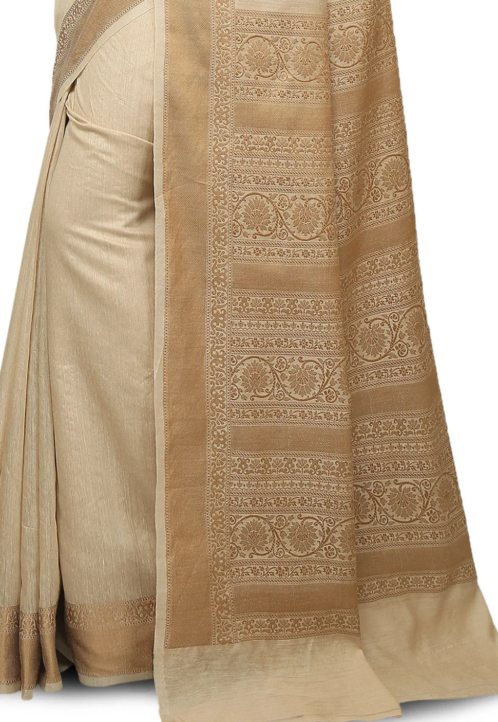Banarasi Muga Silk Saree in Light Beige