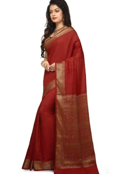 Banarasi Muga Silk Saree in Rust