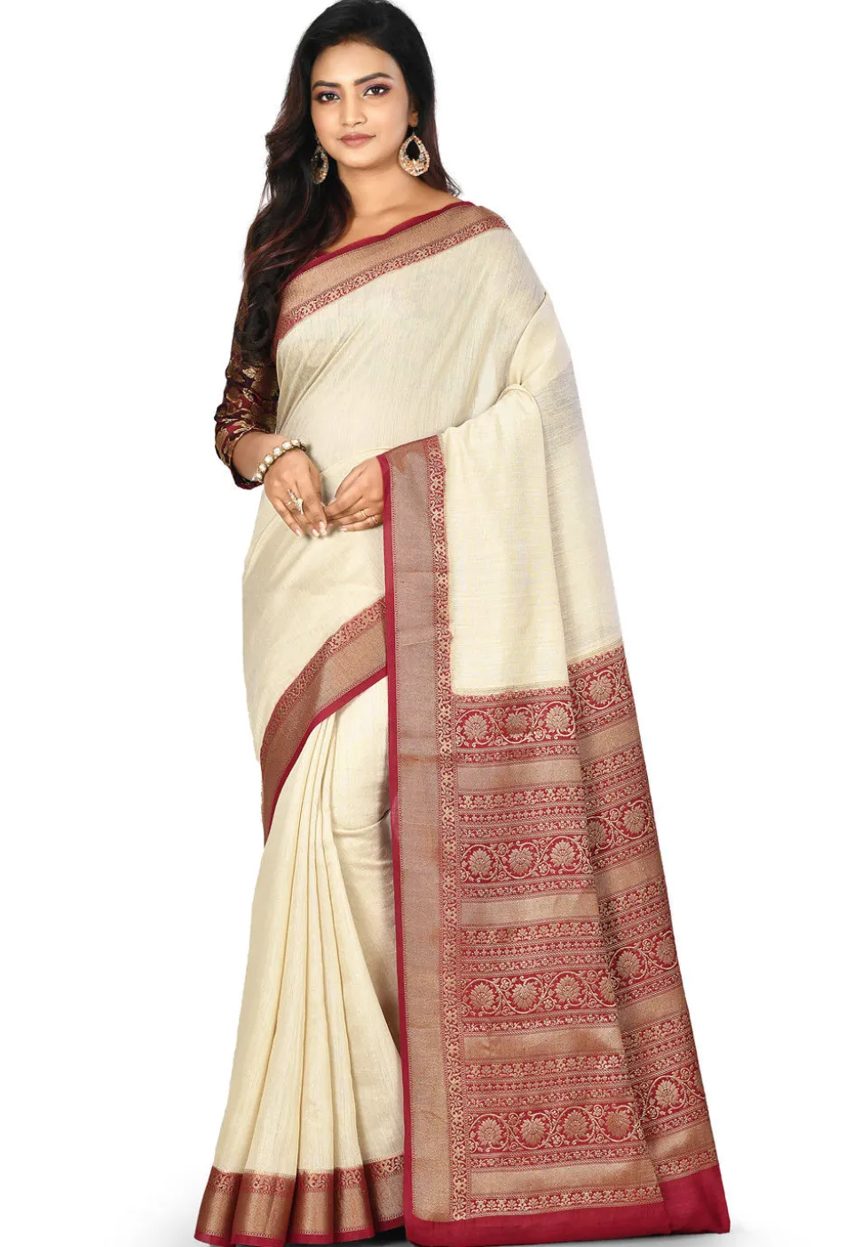 Banarasi Muga Silk Saree in Light Beige