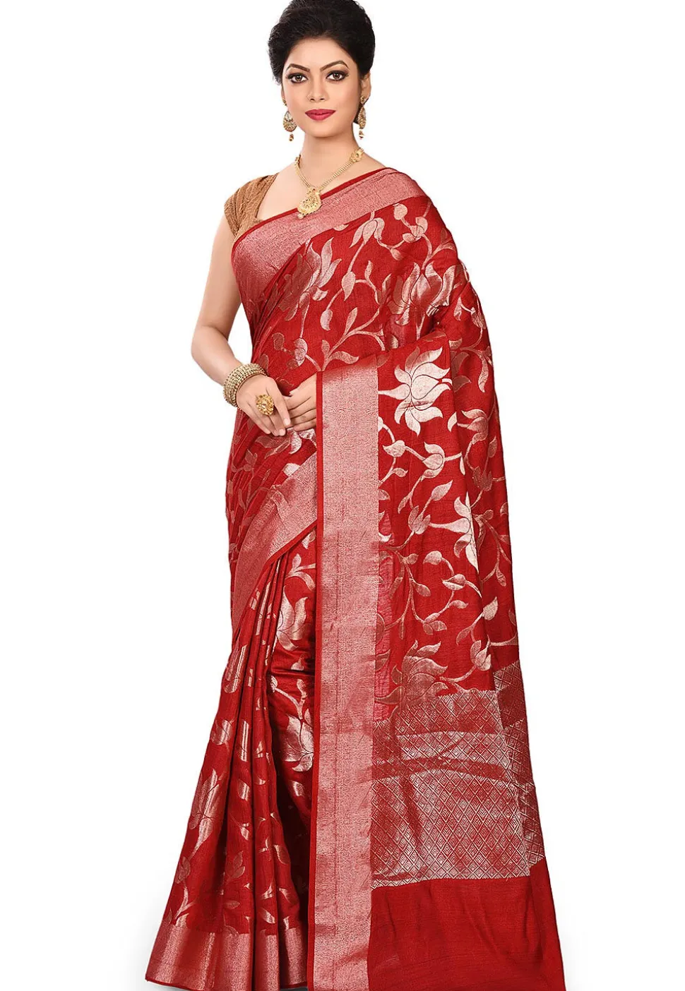Banarasi Muga Silk Saree in Maroon