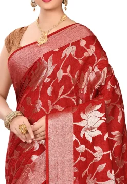 Banarasi Muga Silk Saree in Maroon