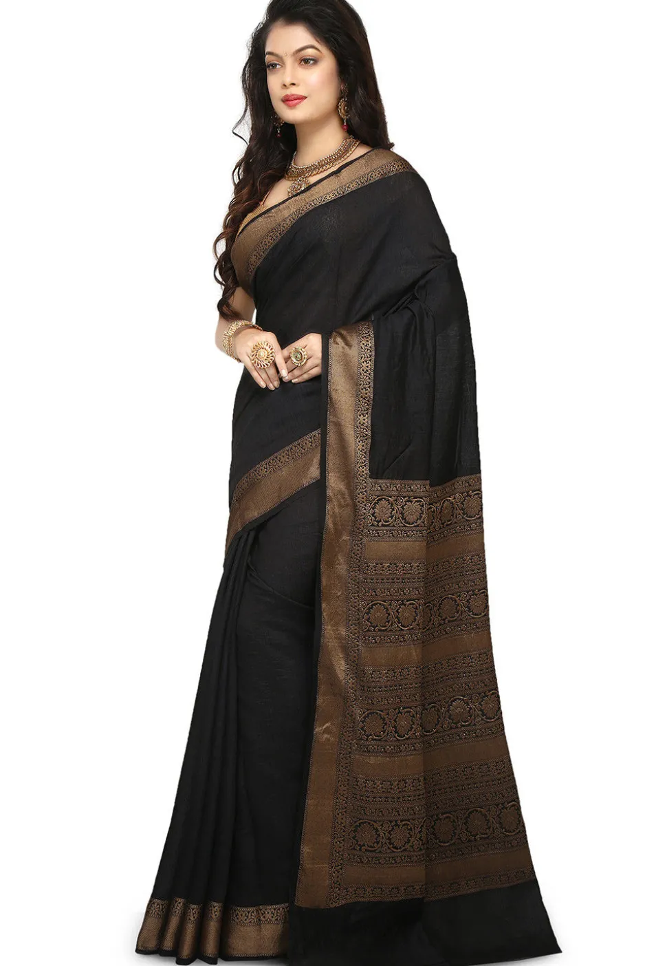 Banarasi Muga Silk Saree in Black