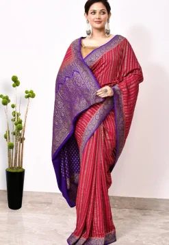 Banarasi Pure Chiffon Saree in Magenta