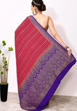 Banarasi Pure Chiffon Saree in Magenta