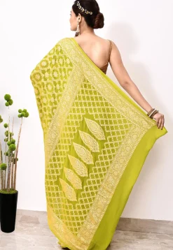 Banarasi Pure Chiffon Saree in Light Green