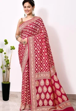 Banarasi Pure Chiffon Saree in Red