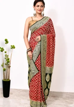 Banarasi Pure Chiffon Saree in Red
