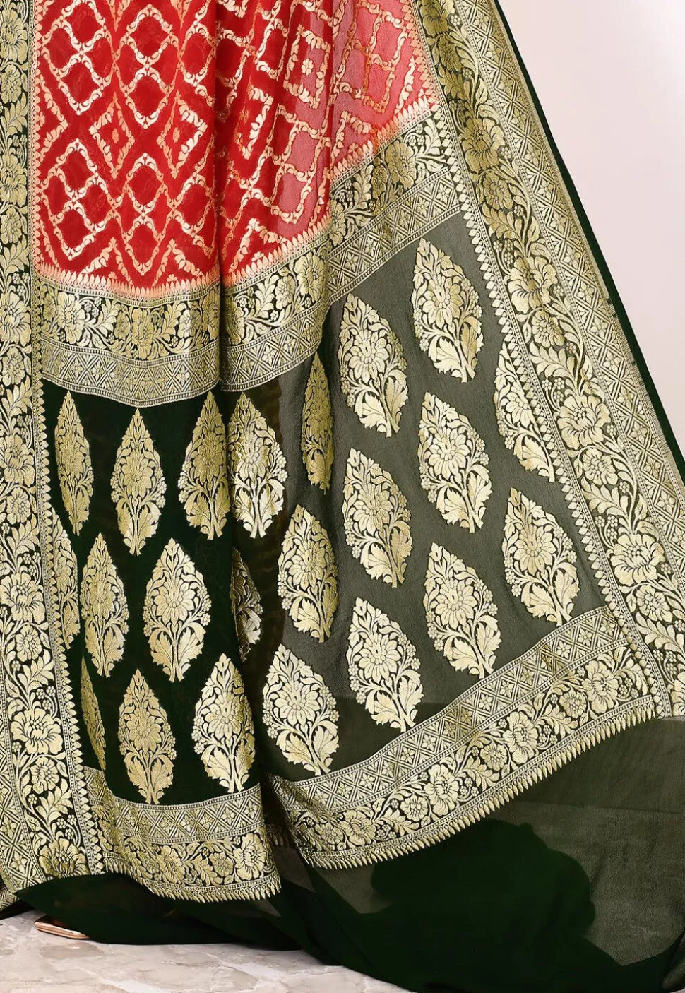 Banarasi Pure Chiffon Saree in Red