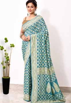 Banarasi Pure Chiffon Saree in Sky Blue
