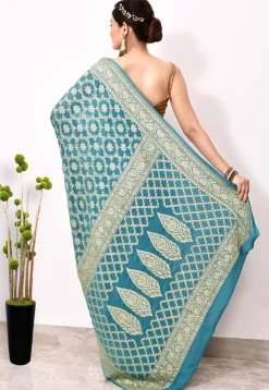 Banarasi Pure Chiffon Saree in Sky Blue