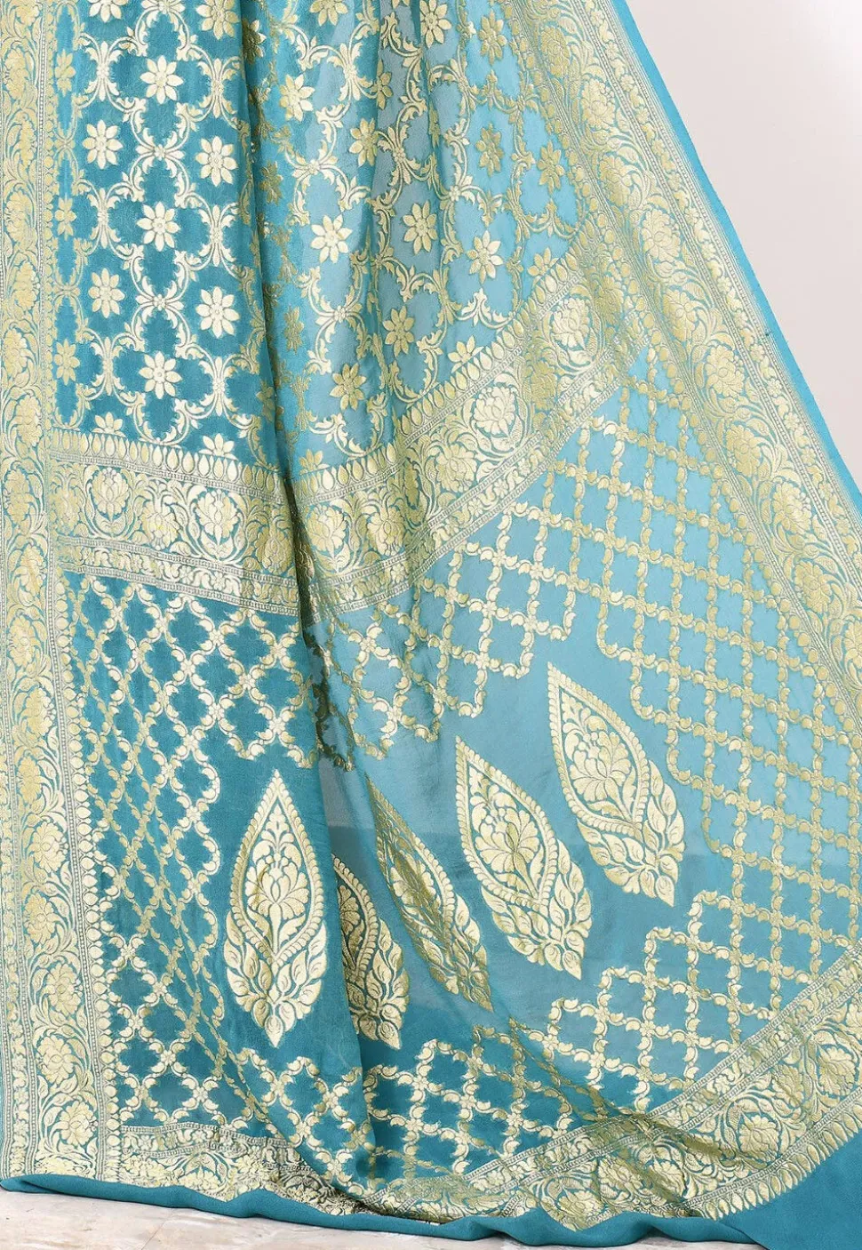 Banarasi Pure Chiffon Saree in Sky Blue