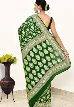 Banarasi Pure Chiffon Saree in Green