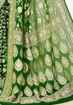 Banarasi Pure Chiffon Saree in Green