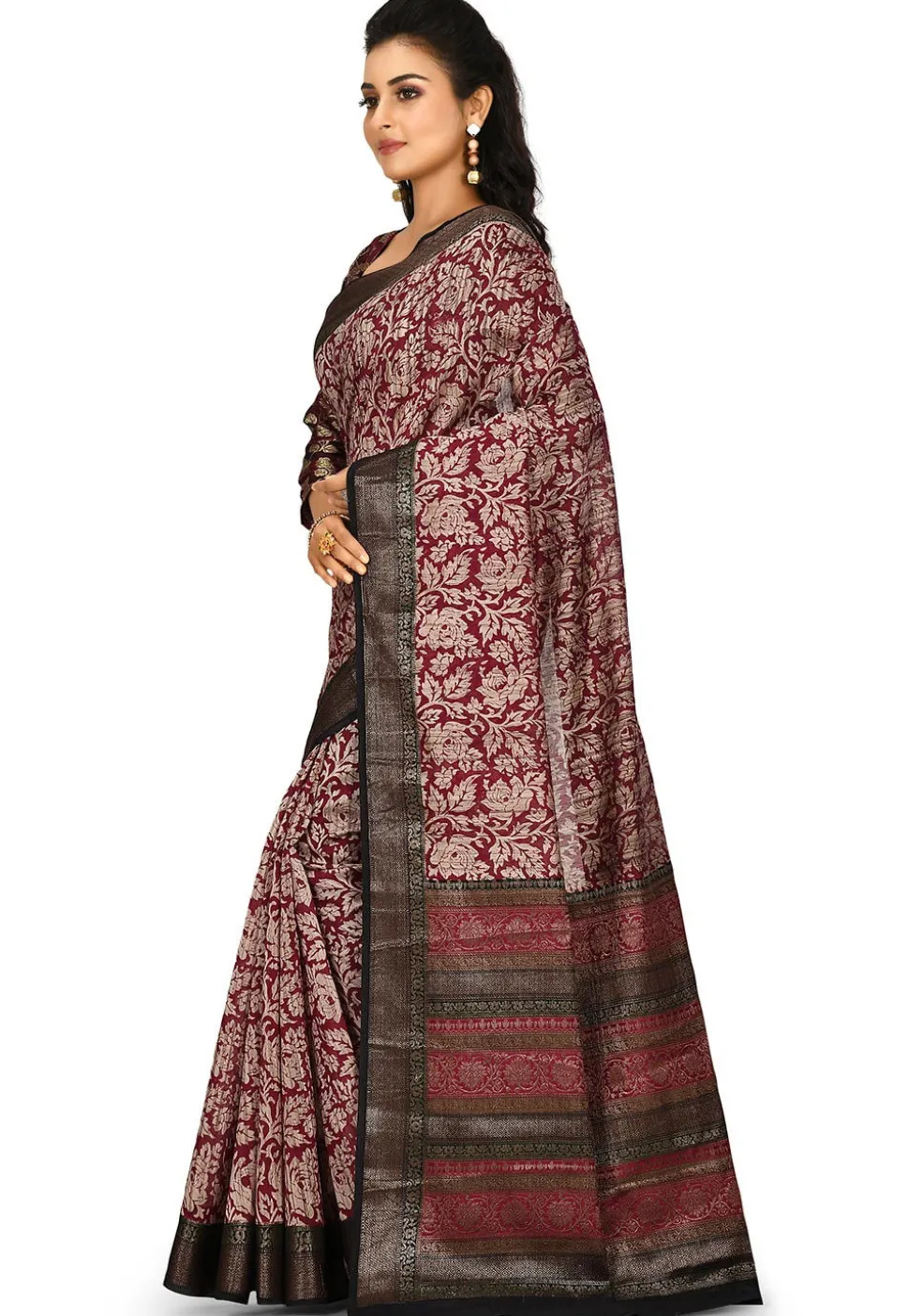 Banarasi Pure Cotton Handloom Saree in Maroon