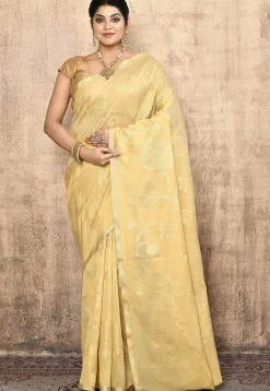 Banarasi Pure Cotton Silk Saree in Beige