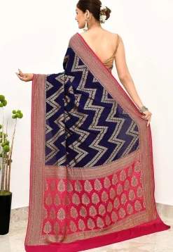 Banarasi Pure Crepe Silk Saree in Blue