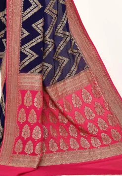 Banarasi Pure Crepe Silk Saree in Blue