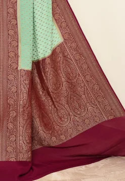 Banarasi Pure Crepe Silk Saree in Sea Green