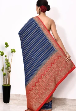 Banarasi Pure Crepe Silk Saree in Blue