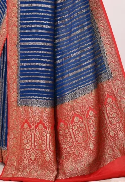 Banarasi Pure Crepe Silk Saree in Blue