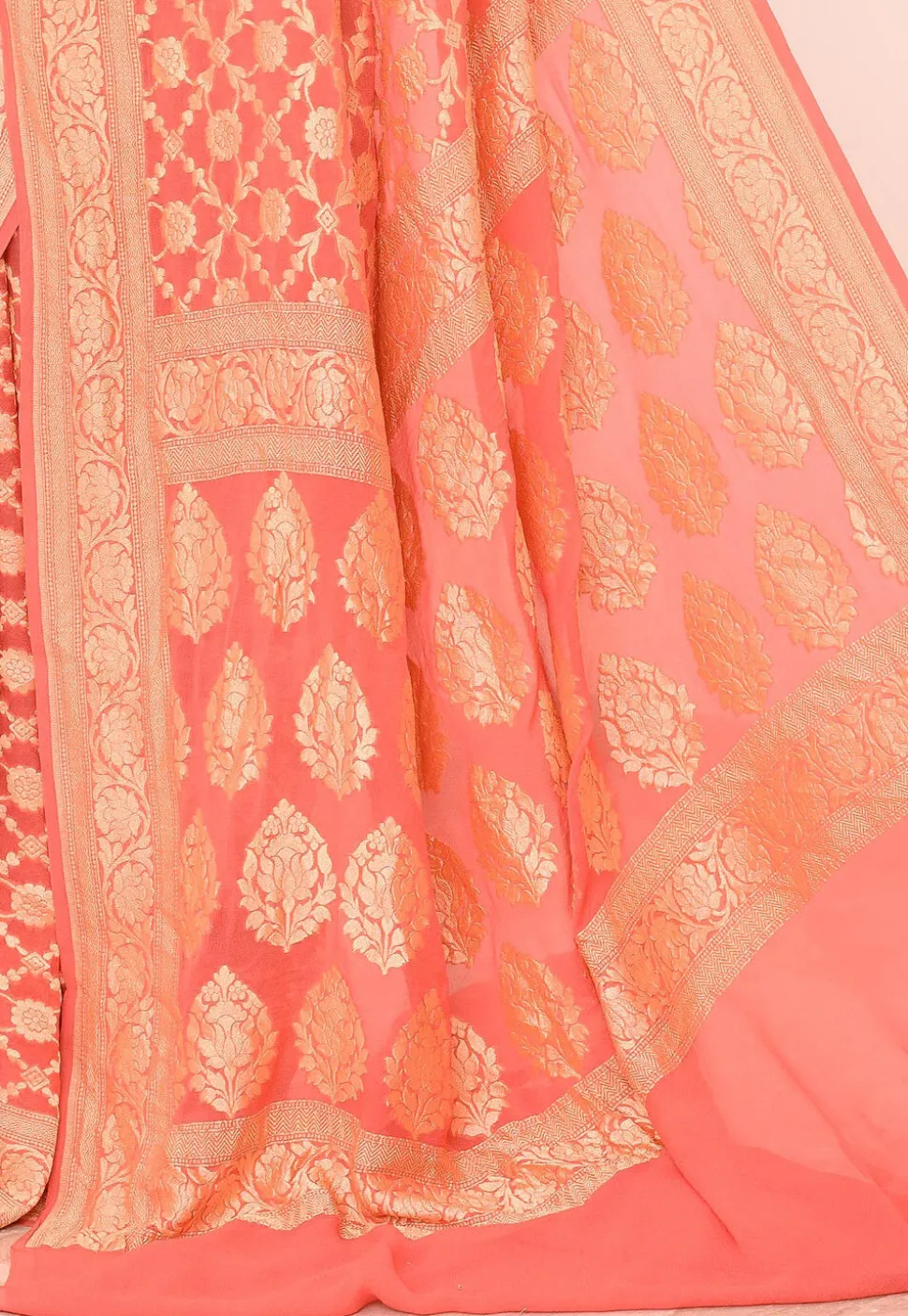 Banarasi Pure Crepe Silk Saree in Peach