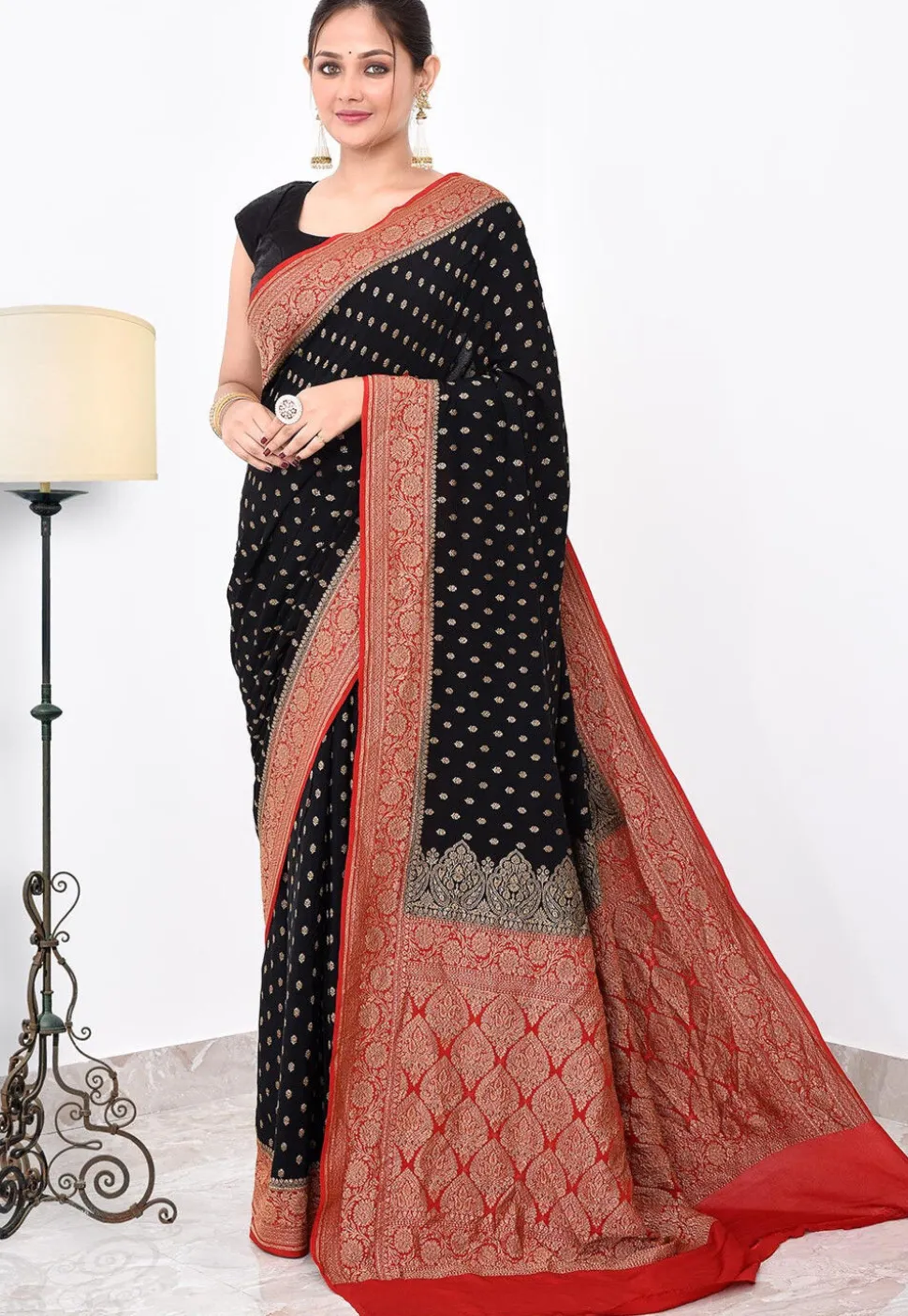 Banarasi Pure Crepe Silk Saree in Black