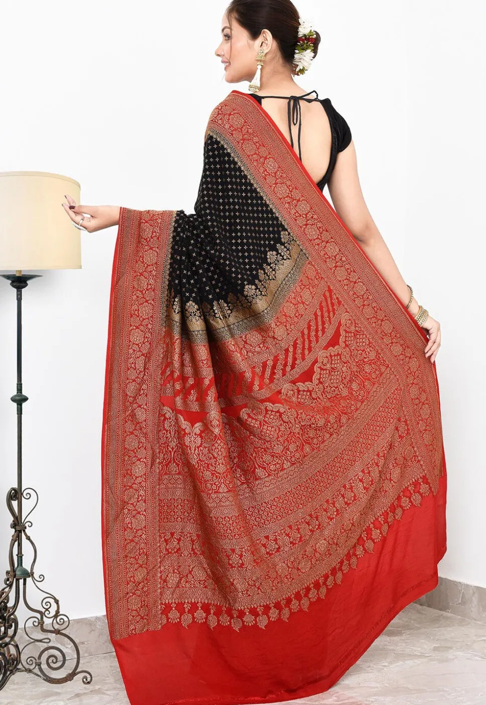 Banarasi Pure Crepe Silk Saree in Black