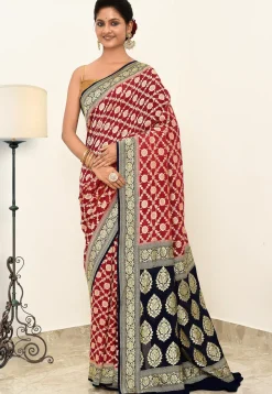 Banarasi Pure Crepe Silk Saree in Red