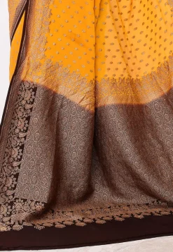 Banarasi Pure Crepe Silk Saree in Yellow