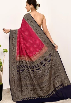 Banarasi Pure Crepe Silk Saree in Pink
