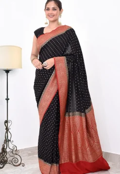 Banarasi Pure Crepe Silk Saree in Black