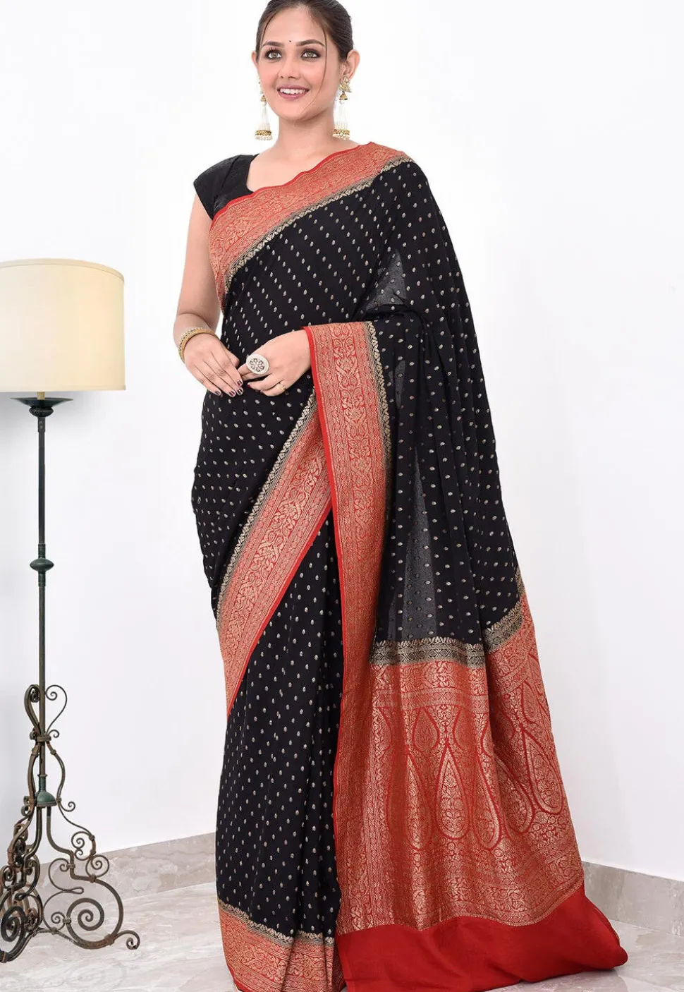 Banarasi Pure Crepe Silk Saree in Black
