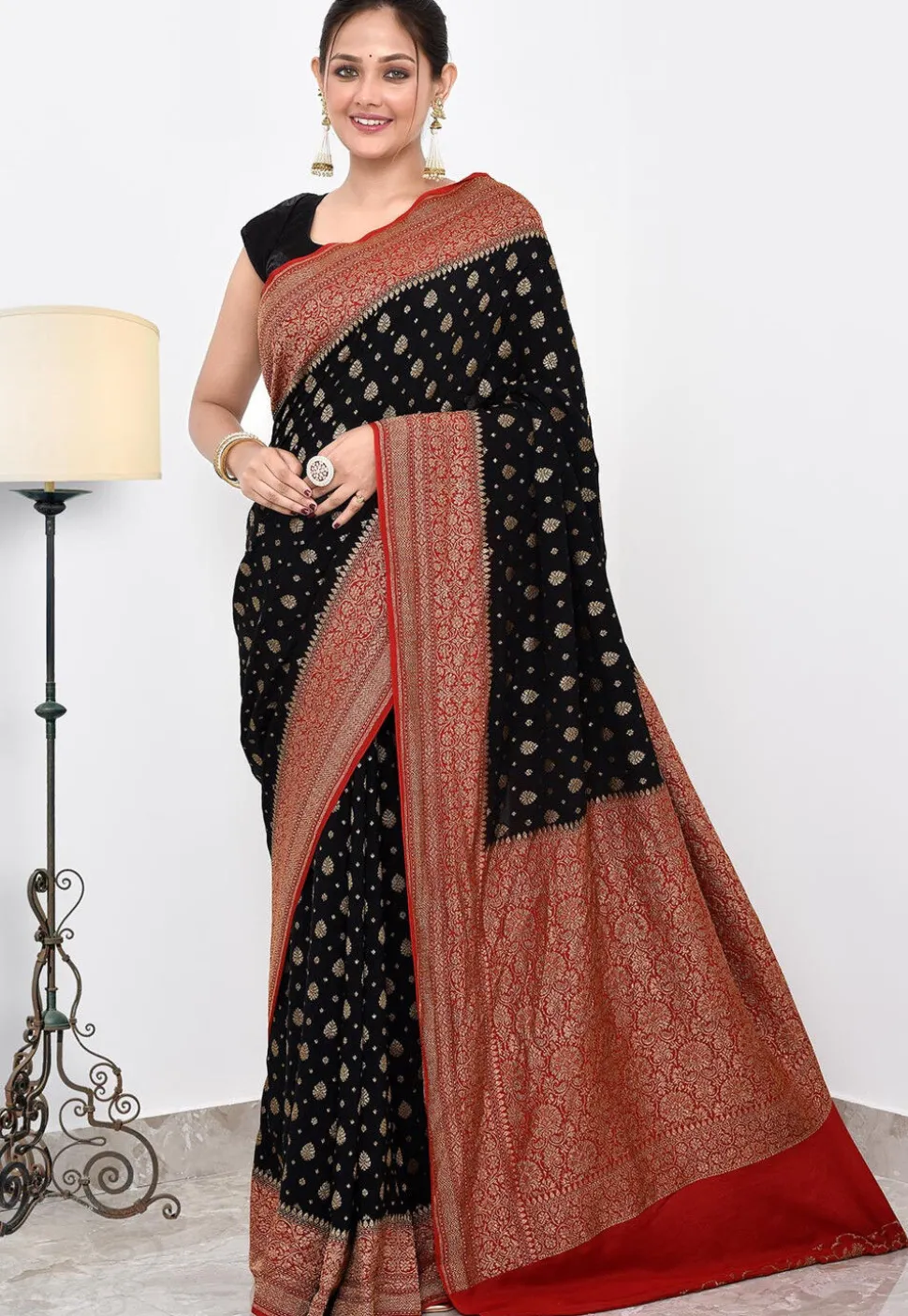 Banarasi Pure Crepe Silk Saree in Black
